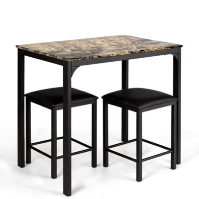 Hivvago 3 Piece Counter Height Dining Set Faux Marble Table