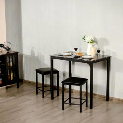 Hivvago 3 Piece Counter Height Dining Set Faux Marble Table-black