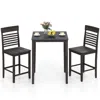 Hivvago 3-piece Counter-height Dining Table Set For 2 With Rubber Wood Frame And Footrest-gray