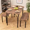 Hivvago 3-piece Dining Table Set For 4 With Metal Frame-brown