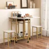 Hivvago 3 Piece Dining Table Set With 6-bottle Wine Rack-white