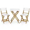 Hivvago 3 Piece Folding Patio Bistro Set With Foldable Design Acacia Wood Porch Chairs And Square Table In White