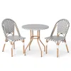 Hivvago 3 Piece French Bistro Table Chair Set With Outdoor Wicker Round Table And 2 Dining Chairs In Gray