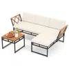 Hivvago 3-piece L-shaped Patio Furniture Set For Porch Backyard And Poolside-beige In Black