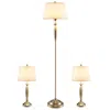 Hivvago 3-piece Modern Nickel Finish Lamp Set-silver