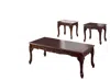 Hivvago 3 Piece Occasional Wooden Table Set With Engraved Details, Cherry Brown In Brown