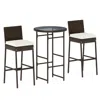 Hivvago 3 Piece Outdoor Bar Set Patio Heavy-duty Metal Barstool And Table Set In Brown