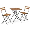 Hivvago 3 Piece Patio Acacia Wood Bistro Set With Slatted Seat And Tabletop