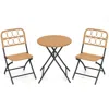 Hivvago 3 Piece Patio Bistro Set Folding Round Table And Chairs With Wicker Seat In Brown