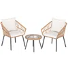 Hivvago 3 Piece Patio Bistro Set With Heavy Duty Metal Frame-beige In Neutral