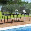 Hivvago 3 Piece Patio Chair Set With Pp Seat And Tabletop For Porch-black