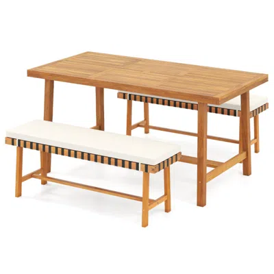 Hivvago 3-piece Patio Dining Set For 4 People Farmhouse Furniture In Brown