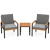 Hivvago 3 Piece Patio Furniture Set Outdoor Conversation Set With Coffee Table In Gray
