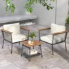 Hivvago 3 Piece Patio Furniture Set Rattan Chair Set With 2-tier Coffee Table-white