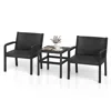 Hivvago 3 Piece Patio Furniture Set With 2 Modern Rattan Armchair And 25 Inch Squire Side Table In Black