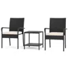 Hivvago 3 Piece Patio Furniture Set With Seat Cushions And Tempered Glass Tabletop In Black