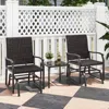 Hivvago 3 Piece Patio Gliding Set With Tempered Glass Coffee Table All Weather-brown