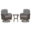 Hivvago 3 Piece Patio Swivel Rocker Set With Tempered Glass Side Table And Thick Cushions