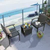 Hivvago 3 Piece Patio Wicker Chair Set With Quick Dry Foam Cushions All Weather