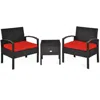 Hivvago 3 Piece Pe Rattan Wicker Sofa Set With Washable And Removable Cushion For Patio