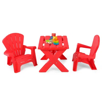 Hivvago 3-piece Plastic Children Play Table Chair Set-red