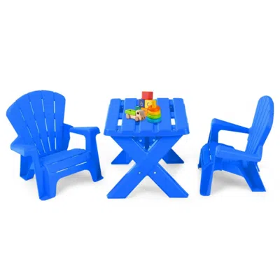 Hivvago 3-piece Plastic Children Table Chair Set-blue