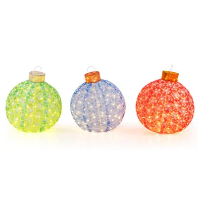 Hivvago 3-piece Pre-lit Pop Up Christmas Ball Set With Warm White Led Lights