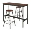 Hivvago 3 Piece Pub Table And Stools Kitchen Dining Set-brown