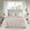 Hivvago 3 Piece Reversible Scalloped Edges Microfiber Quilt Set In Blush In Neutral