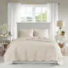 Hivvago 3-piece Reversible Scalloped Edges Microfiber Quilt Set In Cream In Neutral