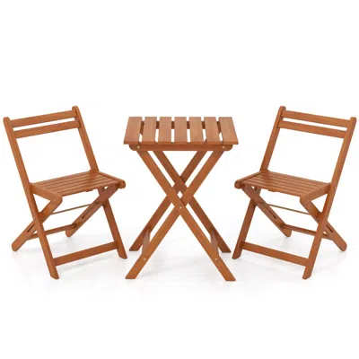 Hivvago 3 Piece Solid Wood Furniture Set With 2 Folding Chairs