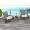 Hivvago 3-piece Wicker Adirondack Set With Comfy Seat Cushions-gray
