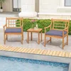 Hivvago 3 Piece Wood Patio Furniture Set With Seat Cushions And Acacia Wood Frame-gray