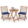 Hivvago 3 Pieces Acacia Wood Patio Bistro Set With Cushions-gray