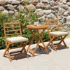 Hivvago 3 Pieces Acacia Wood Patio Bistro Set With Cushions-white