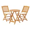 Hivvago 3 Pieces Acacia Wood Patio Folding Bistro Set With Soft Cushions