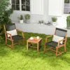 Hivvago 3 Pieces Acacia Wood Patio Furniture Set With Armchairs Coffee Table