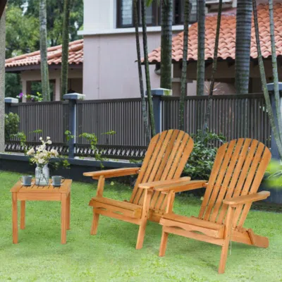Hivvago 3 Pieces Adirondack Chair Set With Widened Armrest In Burgundy