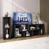 Hivvago 3 Pieces Adjustable Tv Stand For Tvs Up To 65 Inch With Shelves-black
