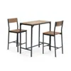 Hivvago 3 Pieces Bar Table Set With 2 Stools-black