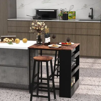 Hivvago 3 Pieces Bar Table Set With Storage