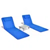 Hivvago 3 Pieces Beach Lounge Chair Mat Set 2 Adjustable Lounge Chairs With Table Stripe-green