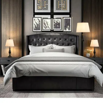 Hivvago 3 Pieces Brushed Nickel Lamp Set-black