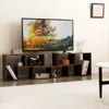 Hivvago 3 Pieces Console Tv Stand For Tvs Up To 65 Inch With Shelves-brown