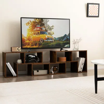 Hivvago 3 Pieces Console Tv Stand For Tvs Up To 65 Inch With Shelves-brown
