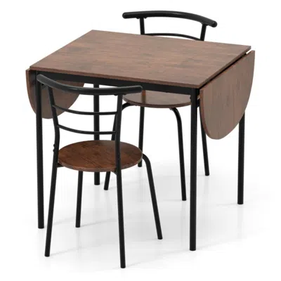Hivvago 3 Pieces Dining Set With 2 Chairs And Modern Kitchen Table For Small Space-brown