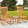 Hivvago 3 Pieces Eucalyptus Rocking Chair Set With Coffee Table