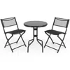 Hivvago 3 Pieces Folding Bistro Table Chairs Set For Indoor And Outdoor