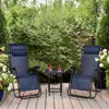 Hivvago 3 Pieces Folding Portable Zero Gravity Reclining Lounge Chairs Table Set-gray