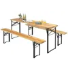 Hivvago 3 Pieces Folding Wooden Picnic Table Bench Set In Black